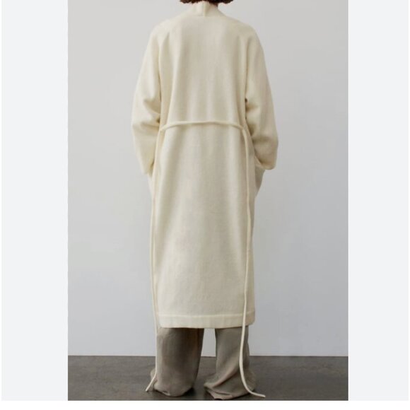 Zara Womens Overcoat Coat XS S Off White Ivory Manteco Wool Tie 8288/448 NWT - Picture 4 of 13